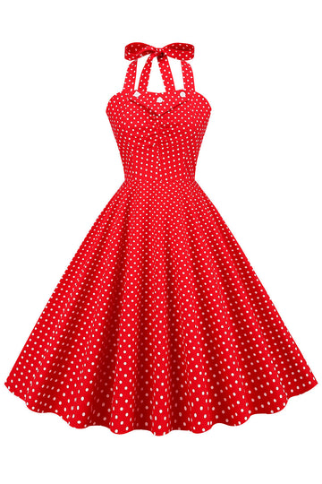 retro stil grime rød polka prikker 1950-tallet kjole